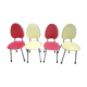 Série de 4 chaises vintage rouge et jaune