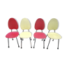 Series of 4 red and yellow vintage chairs