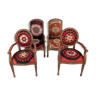 Set of four vintage wooden suzani armchair diningroom chair with bergere style