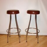 Pair of hockers, bar chairs 70s