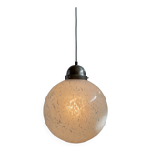 Suspension vintage globe en verre - années 1960, verre de Murano et chrome, design Space Age, Mid-Century, XL, pois