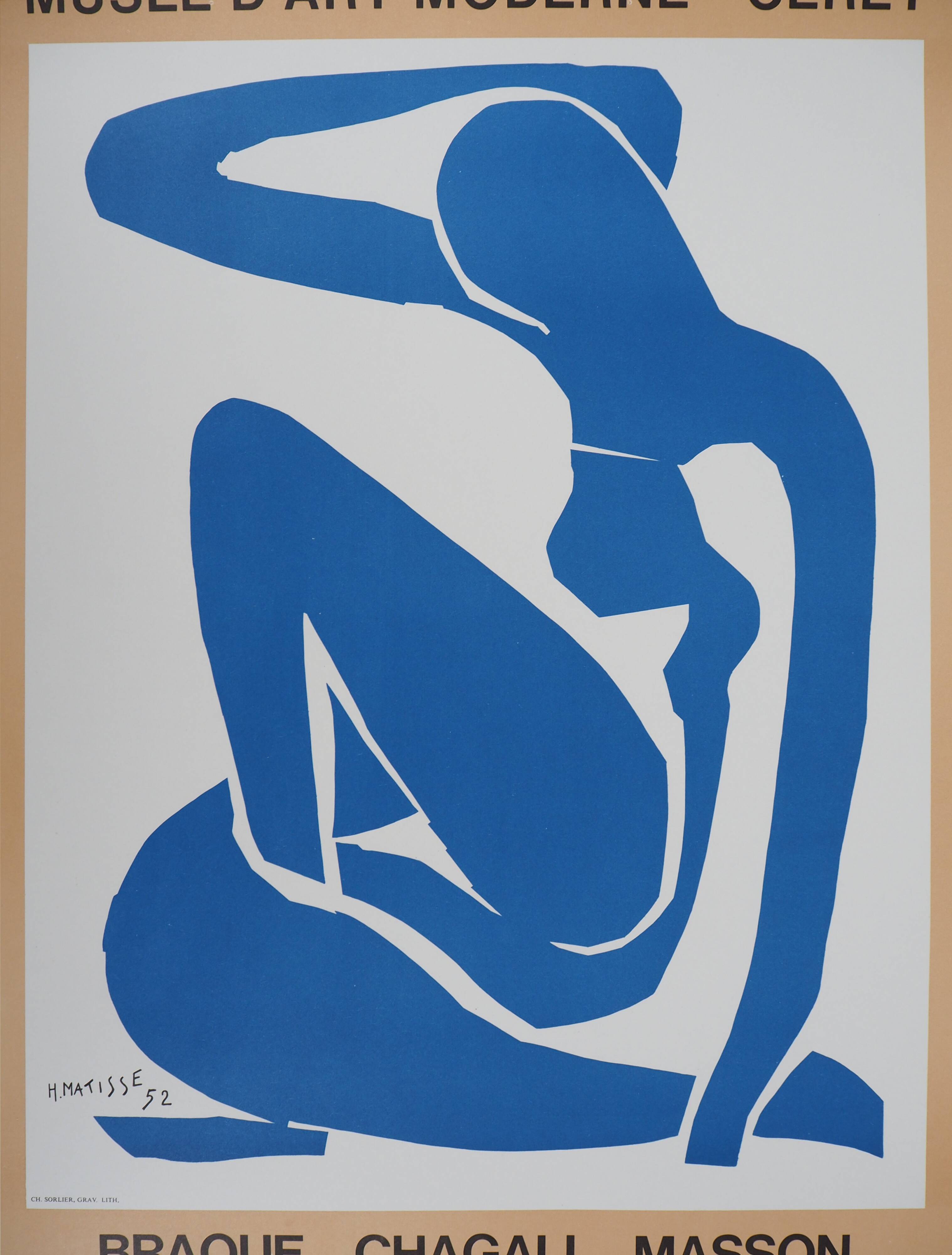 Henri matisse - nu bleu gracieux - affiche originale vintage musée céret (1980)