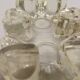 Candlestick in hard pressed glass with space for two candles