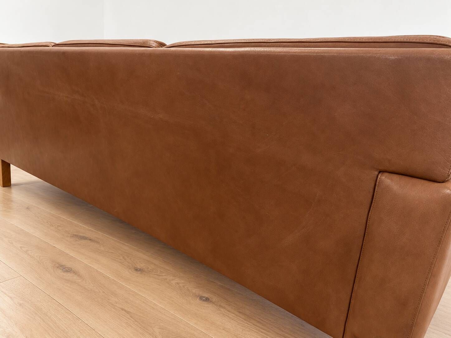 Vintage Scandinavian Peem Oy mid-century 3 person sofa in cognac leather 1960s