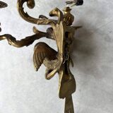 Pair of bronze wall sconces with parrots, early 20th century.