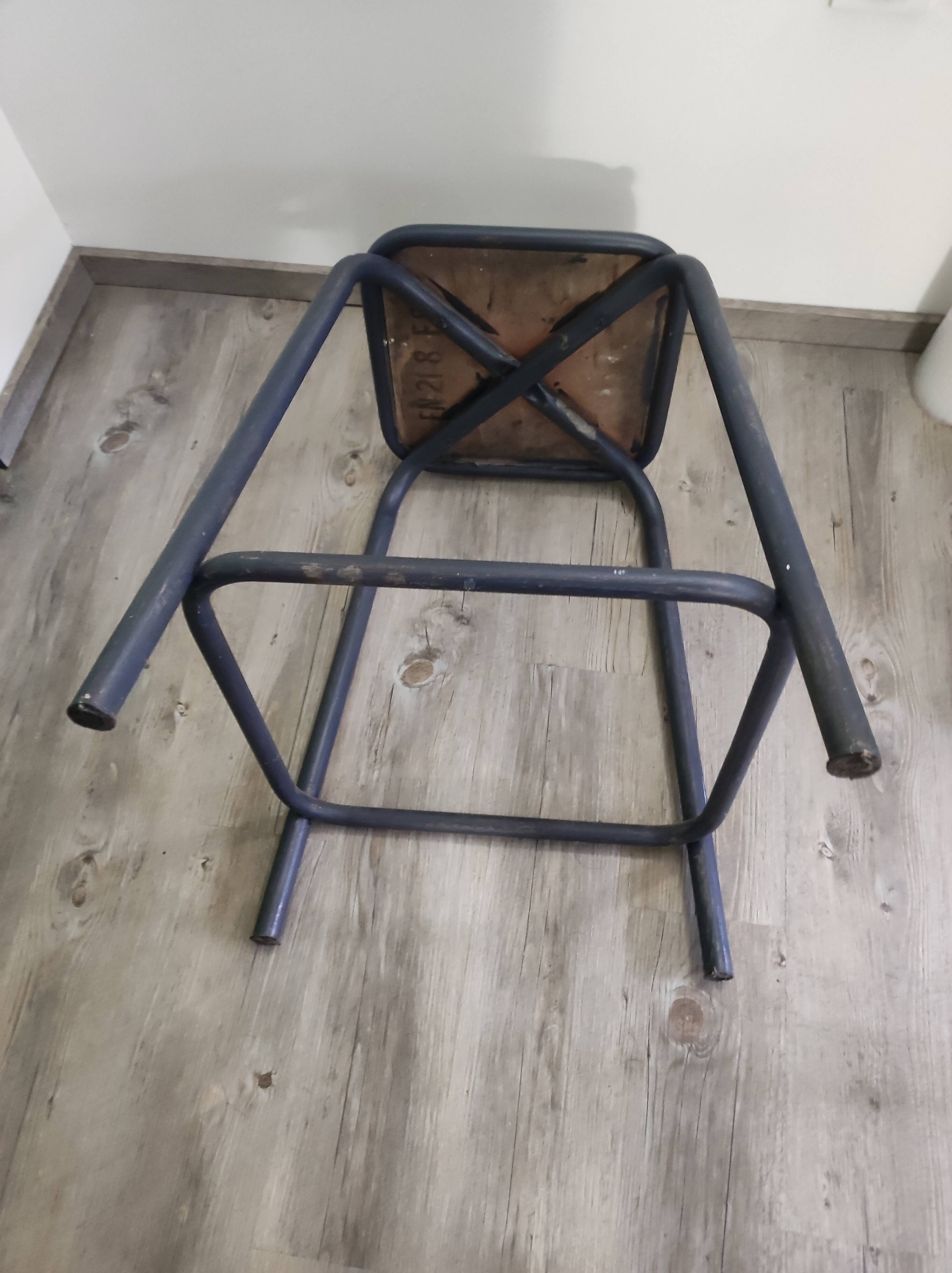 Stool industrial workshop metal steel wood vintage