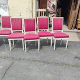 Series of 6 Louis XVI style chairs matte white laque