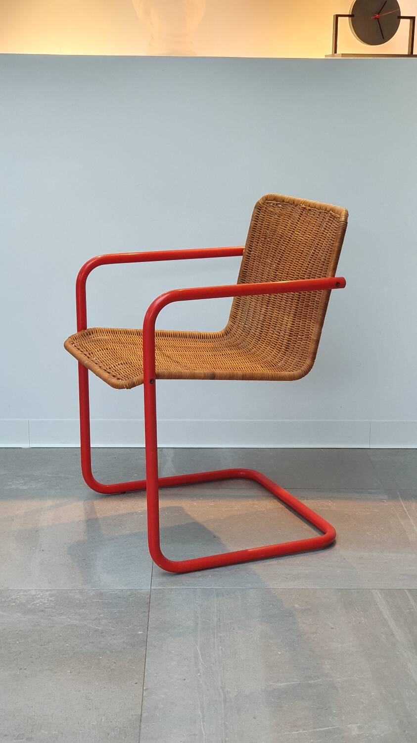 Chaise cantilever rotin métal