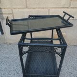Vintage rattan server with XL serving tray circa 1960
