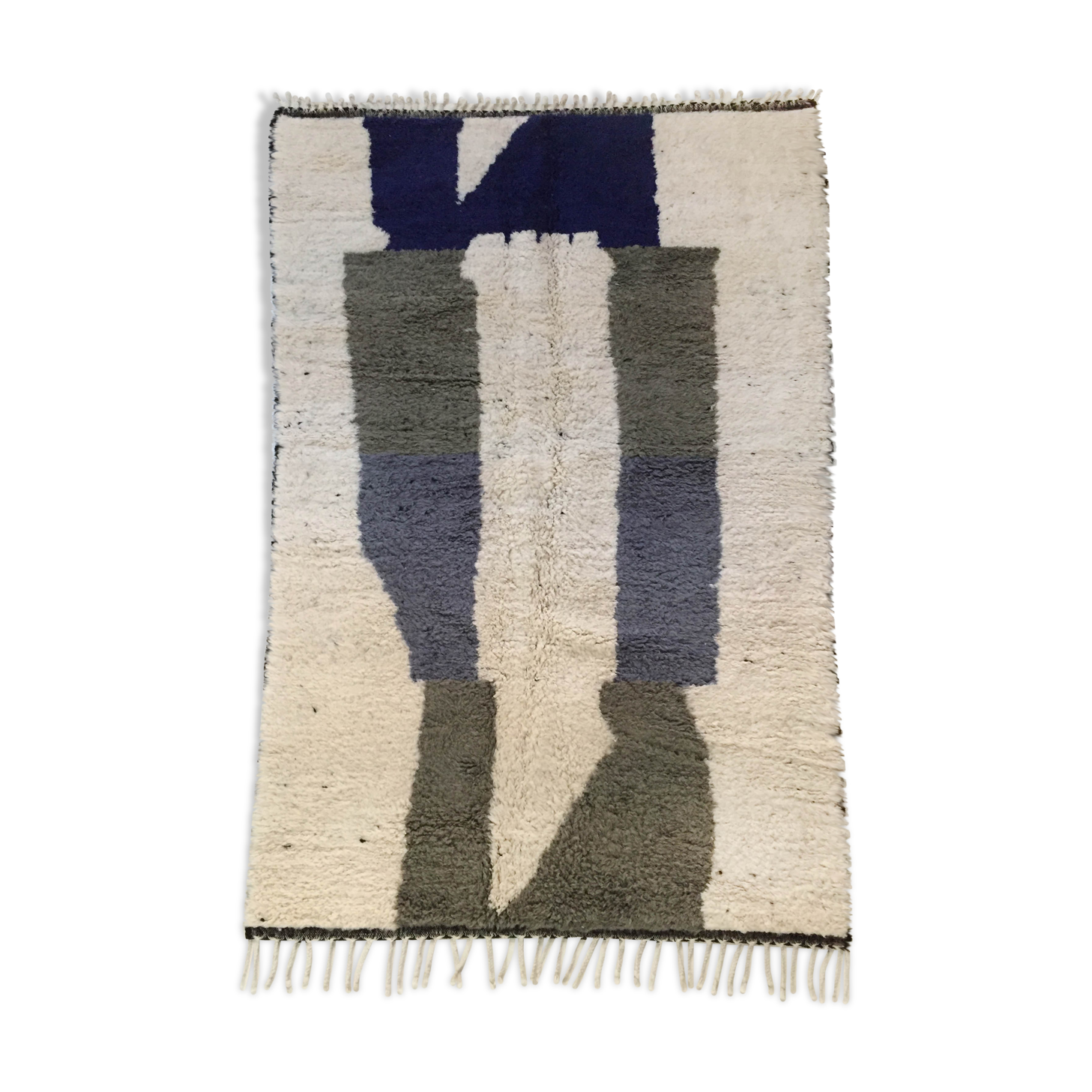 Moroccan Berber carpet Beni Ouarain ecru with colorful patterns 264x164cm