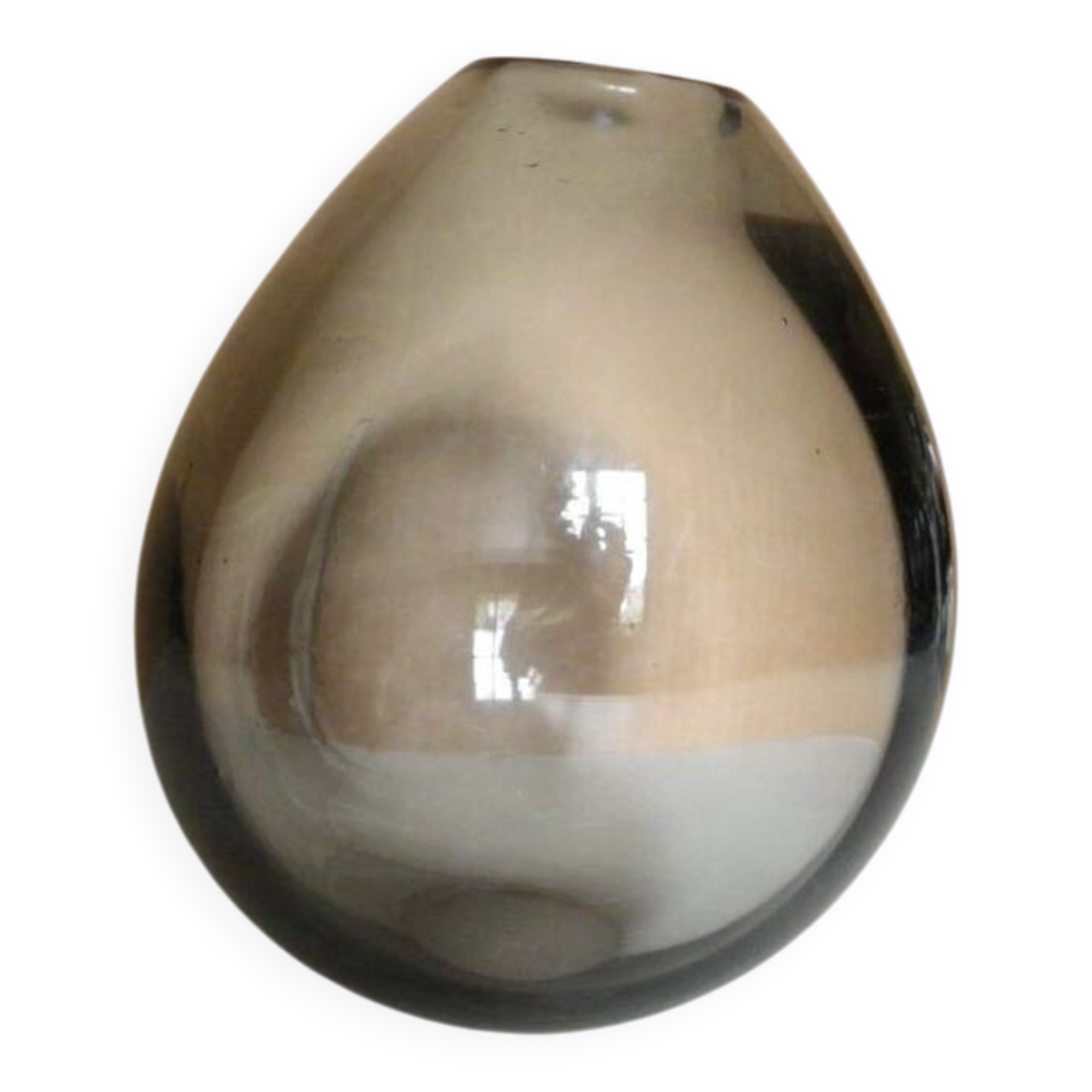 Danish glass vase in grey-black. Signed with the artist's monogram.