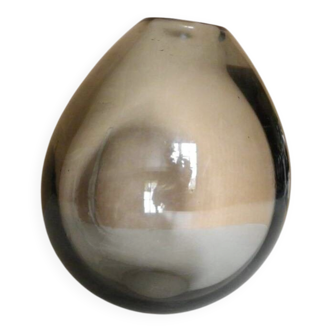 Danish glass vase in grey-black. Signed with the artist's monogram.