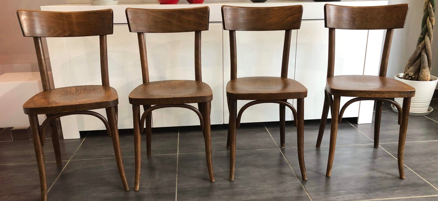 Suite de 4 chaises de bistrot Thonet, années 1960