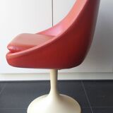 Chaise baquet vintage orange (plastique + cuir)