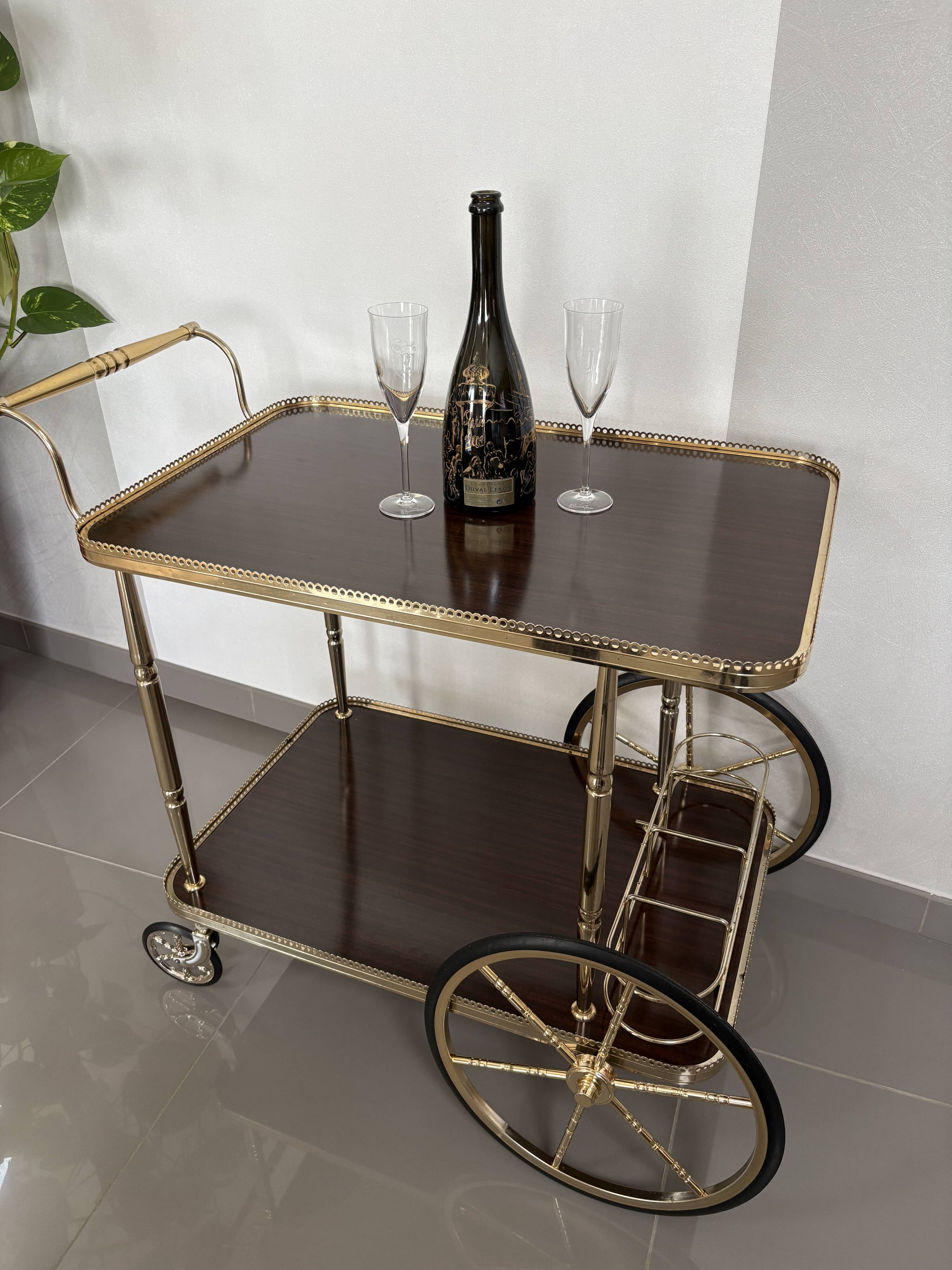Desserte roulante - Chariot de bar vintage - Style Hollywood Regency