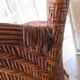 Two-seater banquette in woven rattan, wood and bamboo, 1980s.