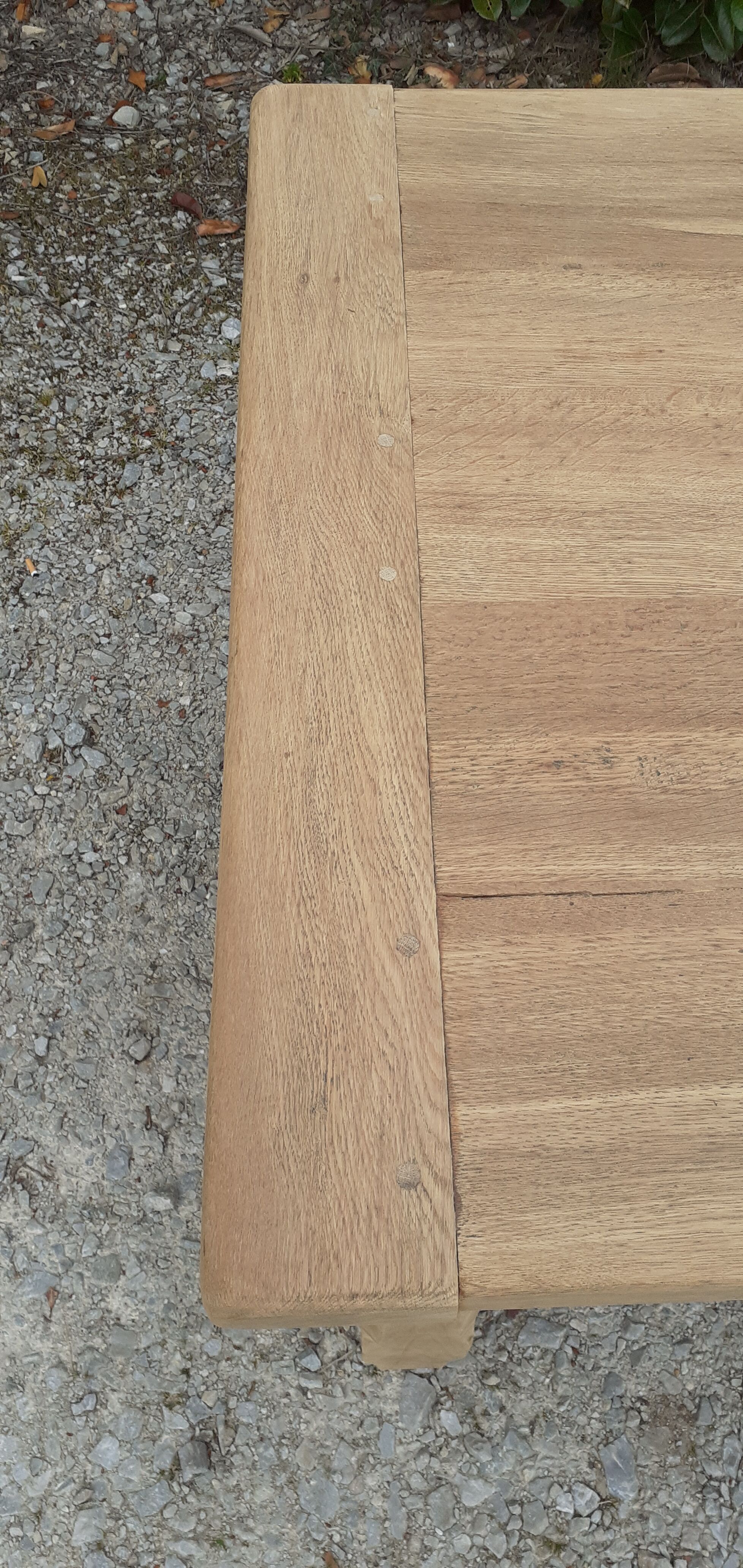 Farm table in solid oak raw wood 2 drawers