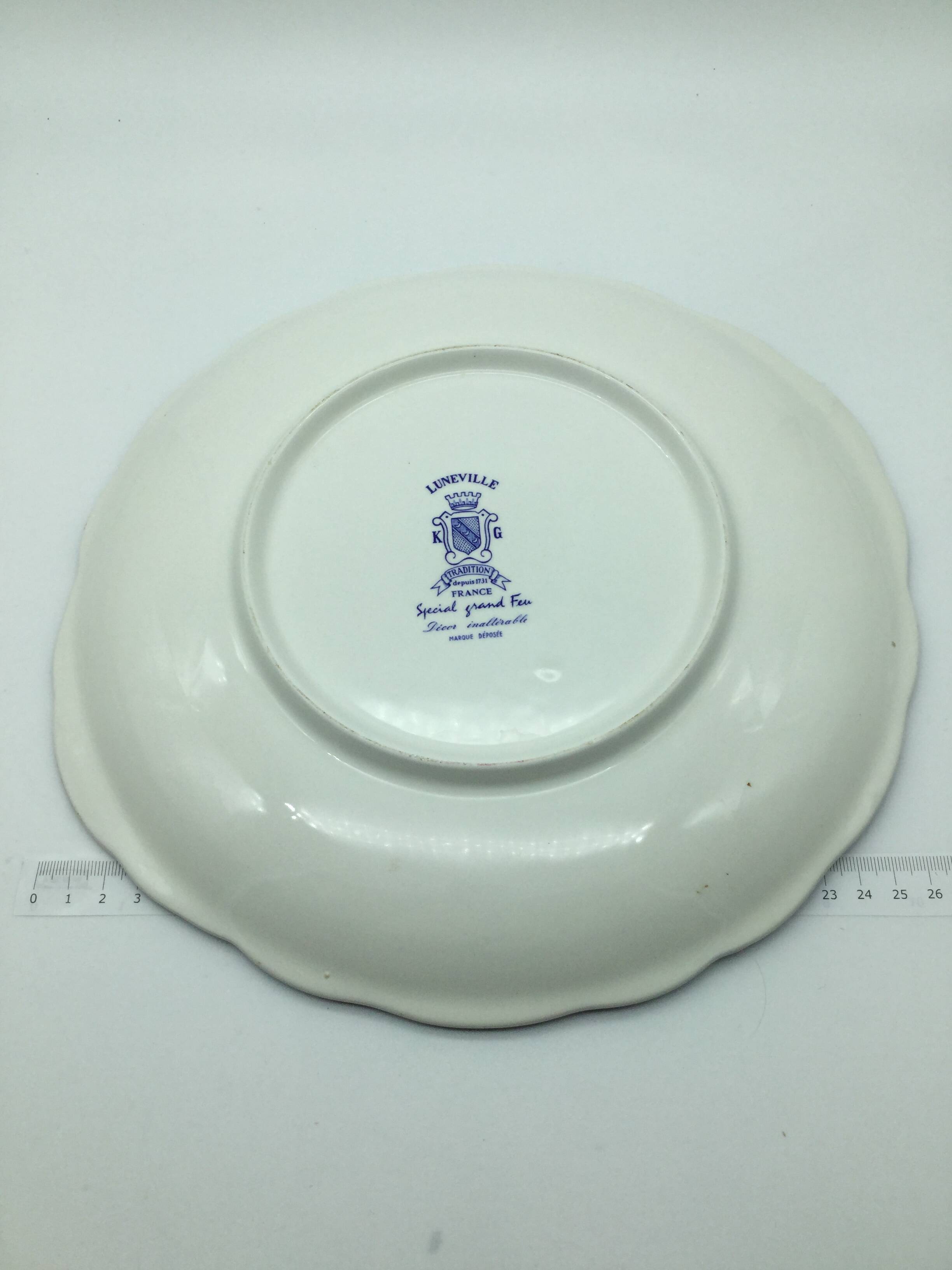 Large blue fire plate 28 cm, Lunéville tradition