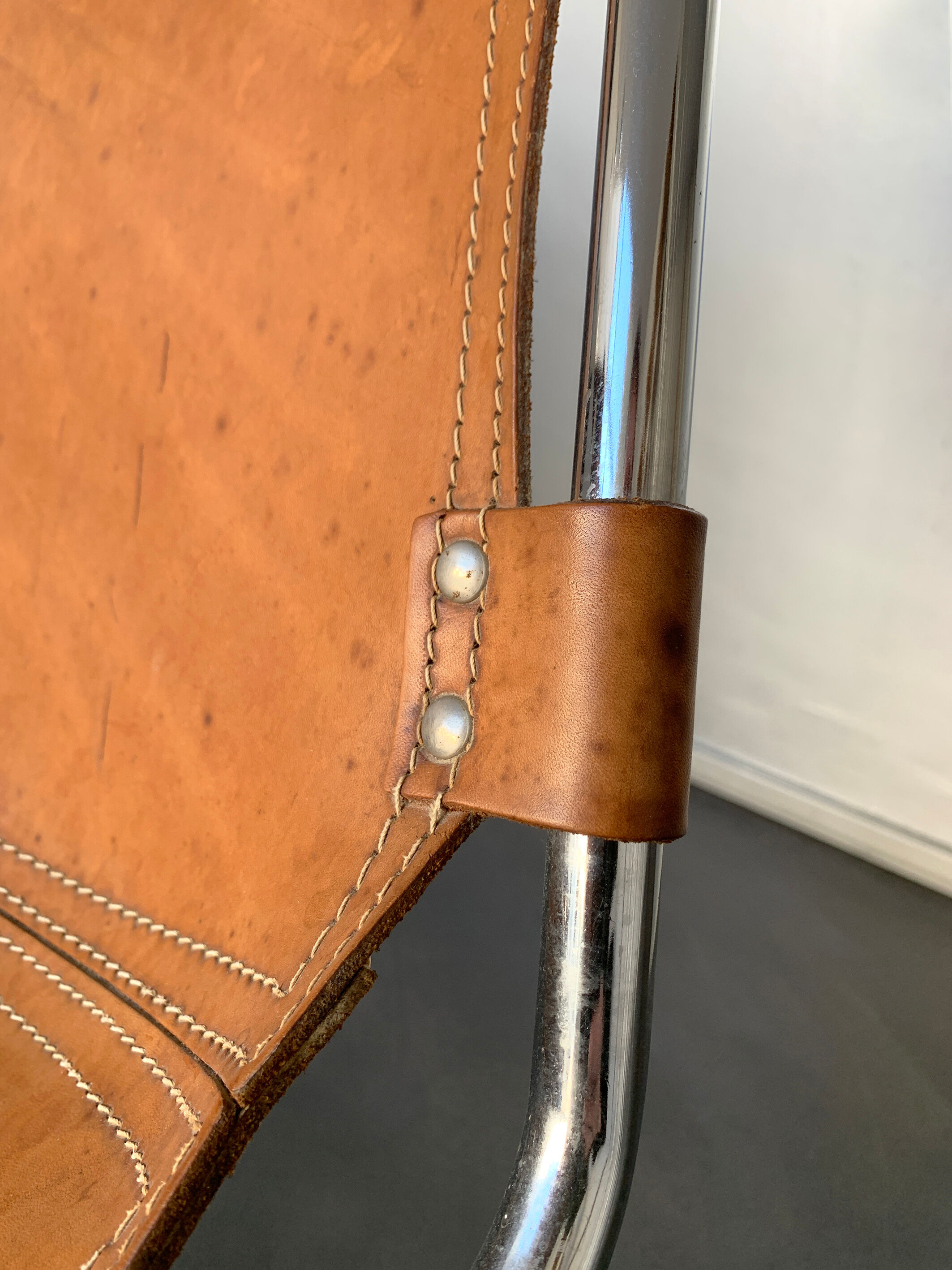 Vintage Chair Les Arcs in leather, published by Dal Vera, 1960s-70s