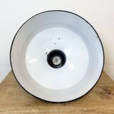 Industrial Black Enamel Factory Lamp with Cast Iron Top, 1950s