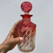 Old bottle pink Baccarat ancient crystal perfume / toilet accessory