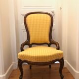 Pair of restored Napoleon 3 armchairs, Designer's Guild fabric