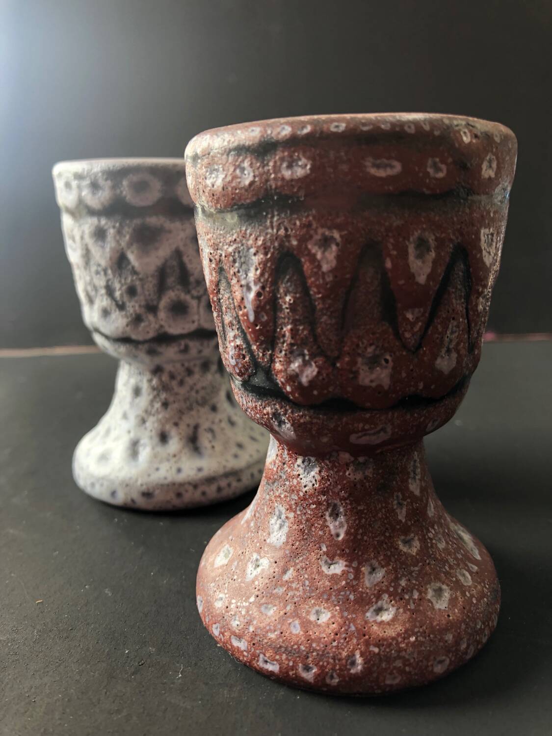 Pair of ceramic egg cups by Jean Austruy