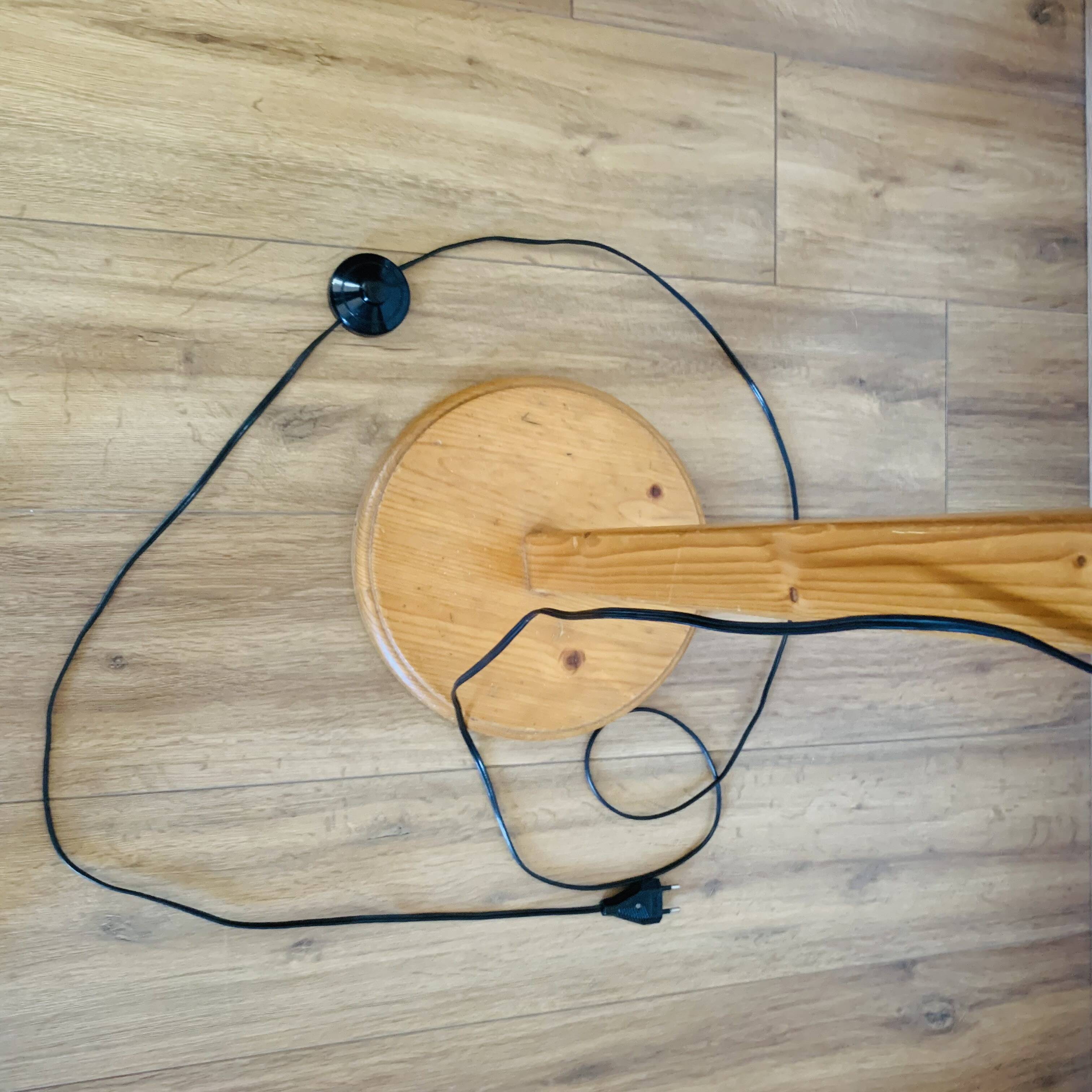 Lampadaire vintage articulé en pin – travail scandinave