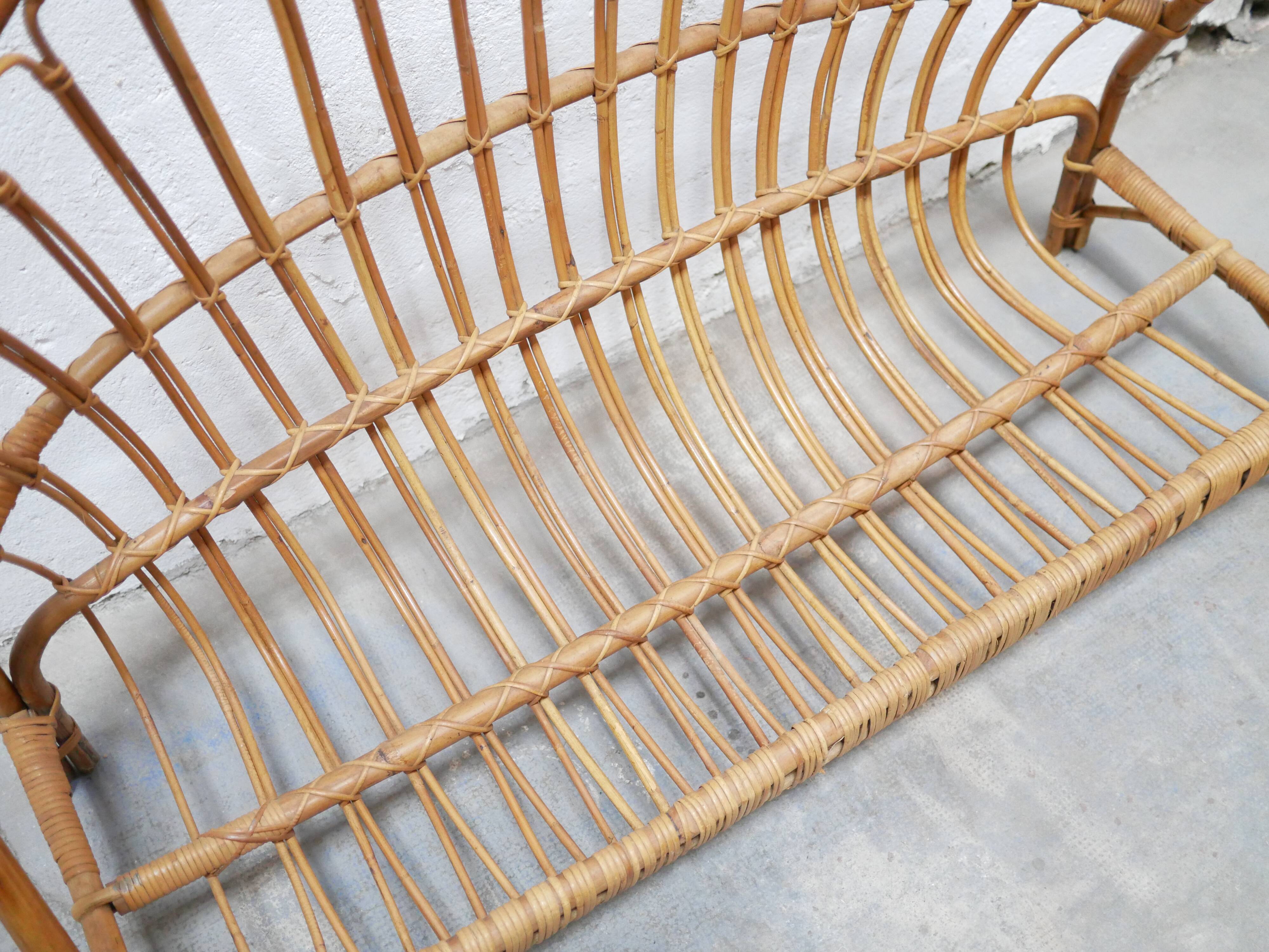 Vintage rattan basket bed 120cm x 190cm