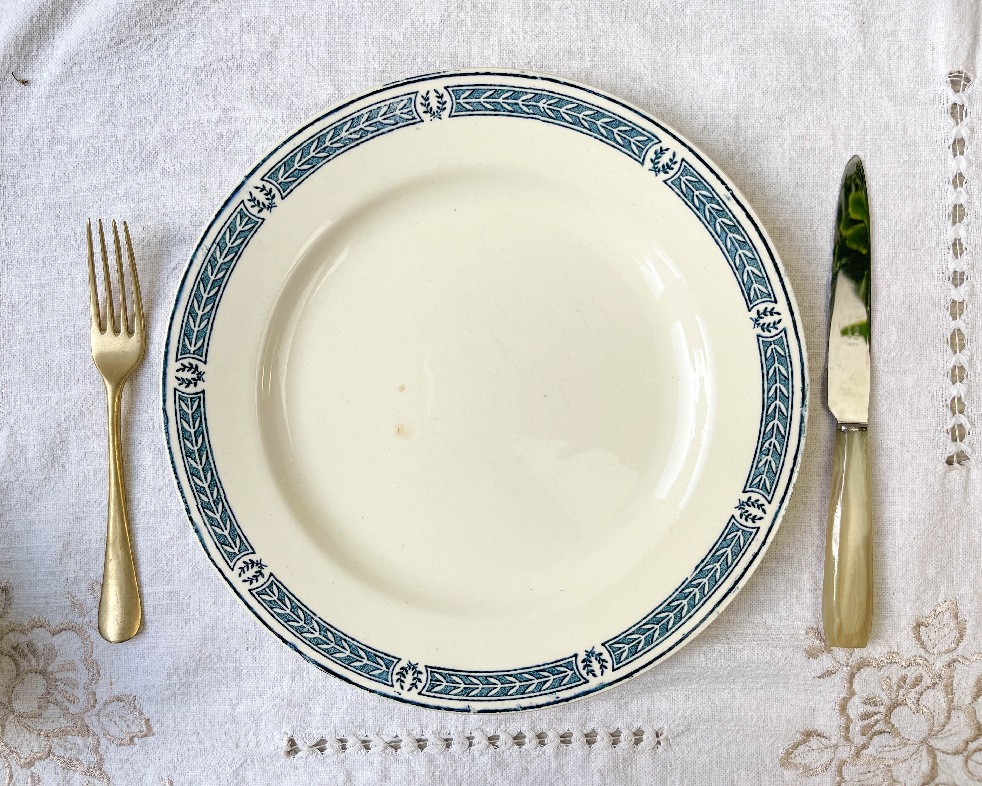 9 vintage flat plates iron earth salins model "castellane"