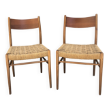 Pair of teak and rope chairs from the 60s