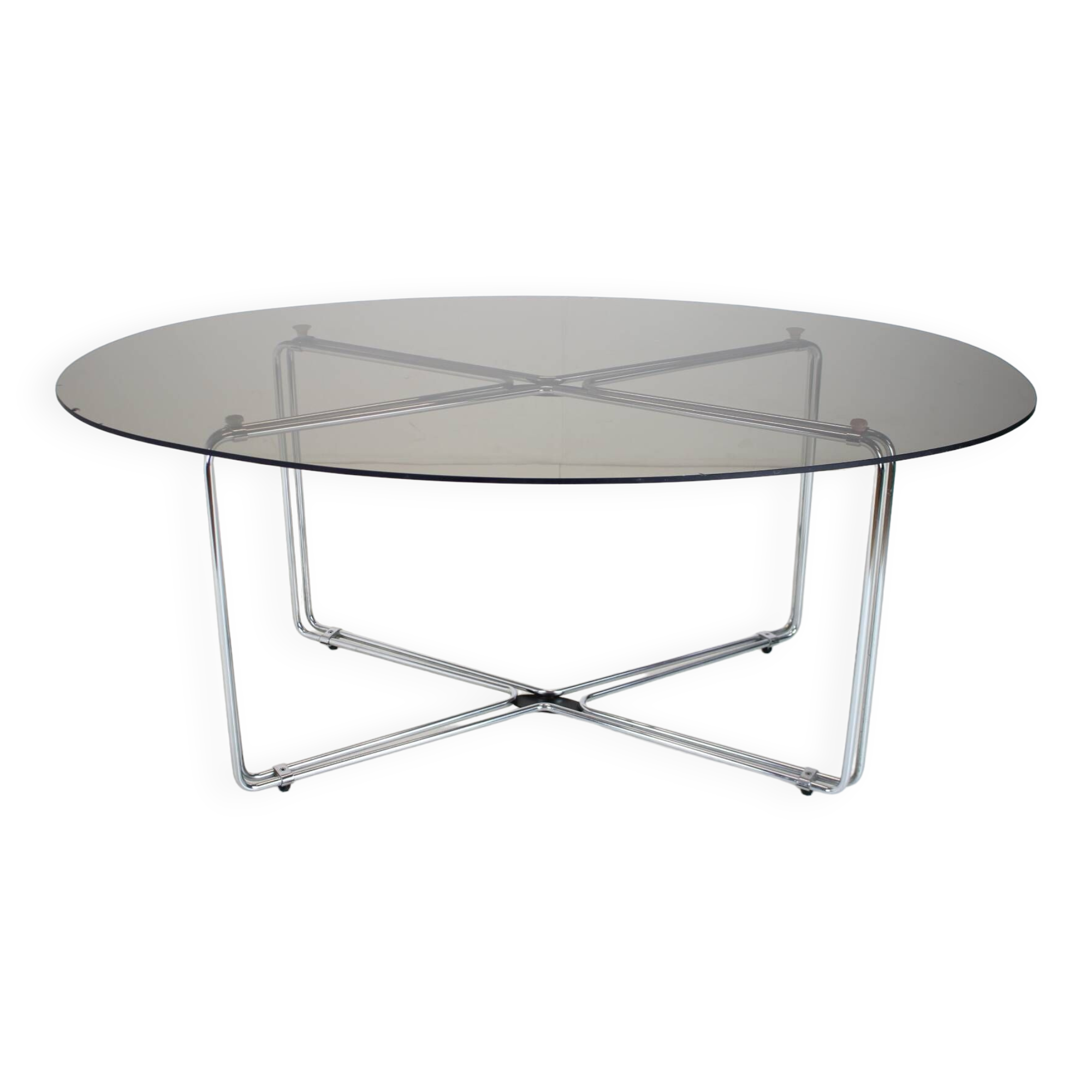 Midcentury Chrome and Glass Dining Table, Italy, 1970s