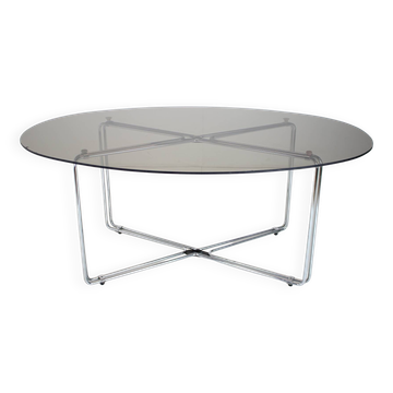 Table à manger en chrome et verre du milieu du siècle, Italie, années 1970