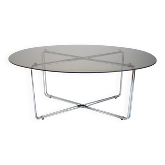 Midcentury Chrome and Glass Dining Table, Italy, 1970s
