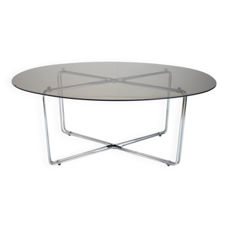 Table à manger en chrome et verre du milieu du siècle, Italie, années 1970