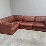 Brown leather modular sofa by De Sede; DS76, 1970s (corner)