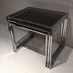 Suite de 3 tables gigognes chromées. Vers 1970