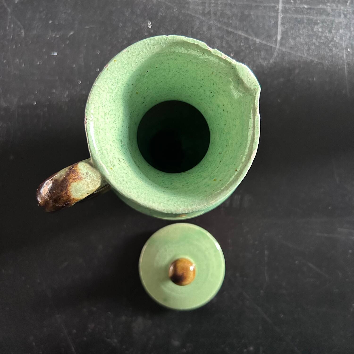 Art Deco Celadon Beaded Teapot