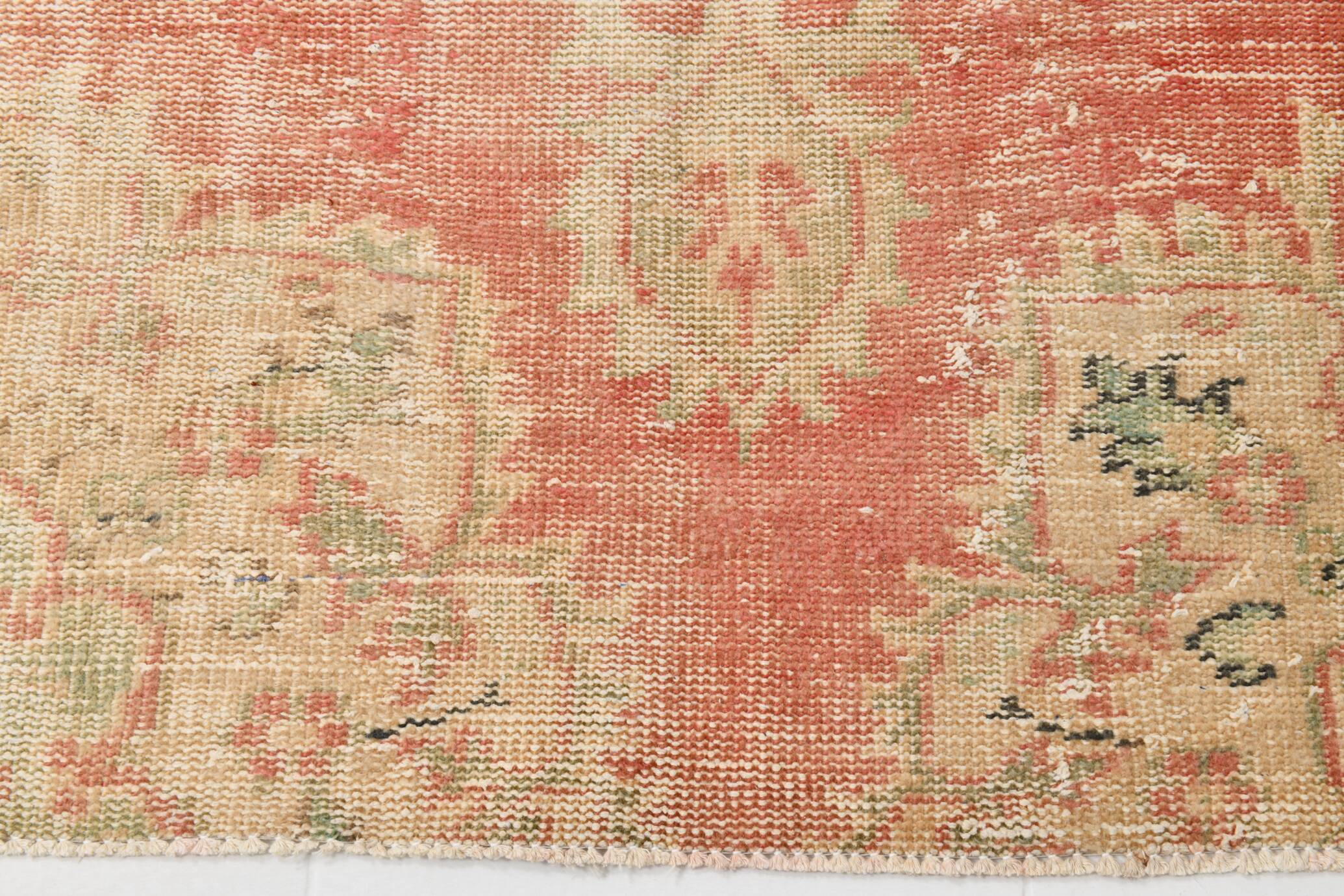 4x7 Red & Salmon Oriental Pattern Vintage Rug, 120x213Cm
