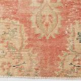 4x7 Red & Salmon Oriental Pattern Vintage Rug, 120x213Cm
