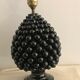 Black Italian ceramic pigna lamp 1970
