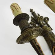 Magnificent Pair of Bronze Sconces with Louis XV Style Fire Pots. 1930s