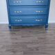 Chest of drawers in solid oak painted blue