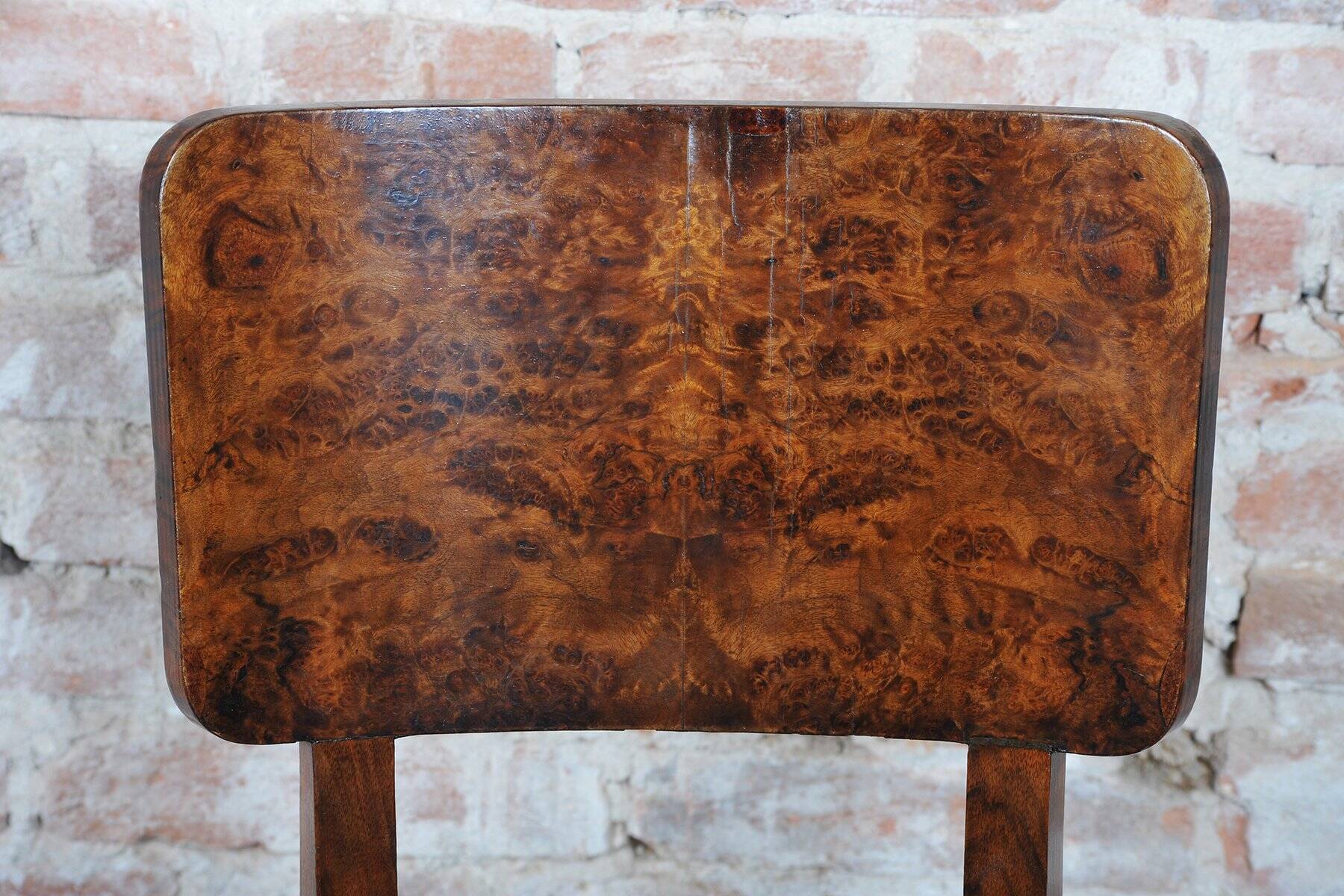Vintage Art Deco Chairs in Beech and Walnut Veneer, Czech, 1920s, Set of 4