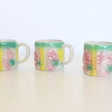 Set of 6 beautiful ceramic cups dabbling style, vintage