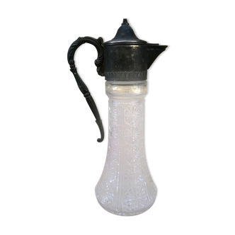 Carafe vintage avec monture en métal argenté