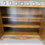 An antique French Louis XVI-style marble-top side cabinet