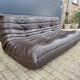100% authentic Ligne Roset Togo 3-seater in chocolate brown original leather.