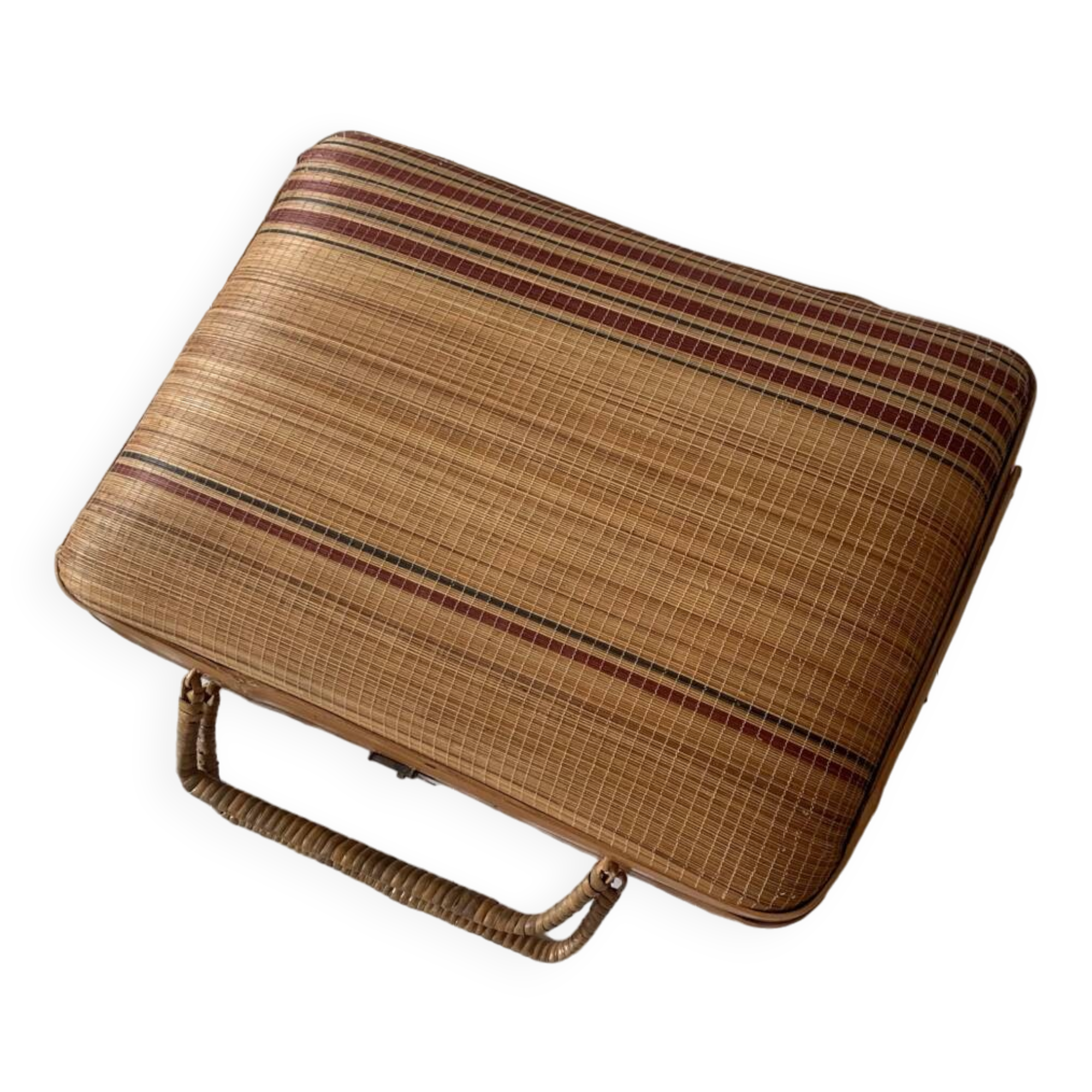 Striped wicker handbag briefcase