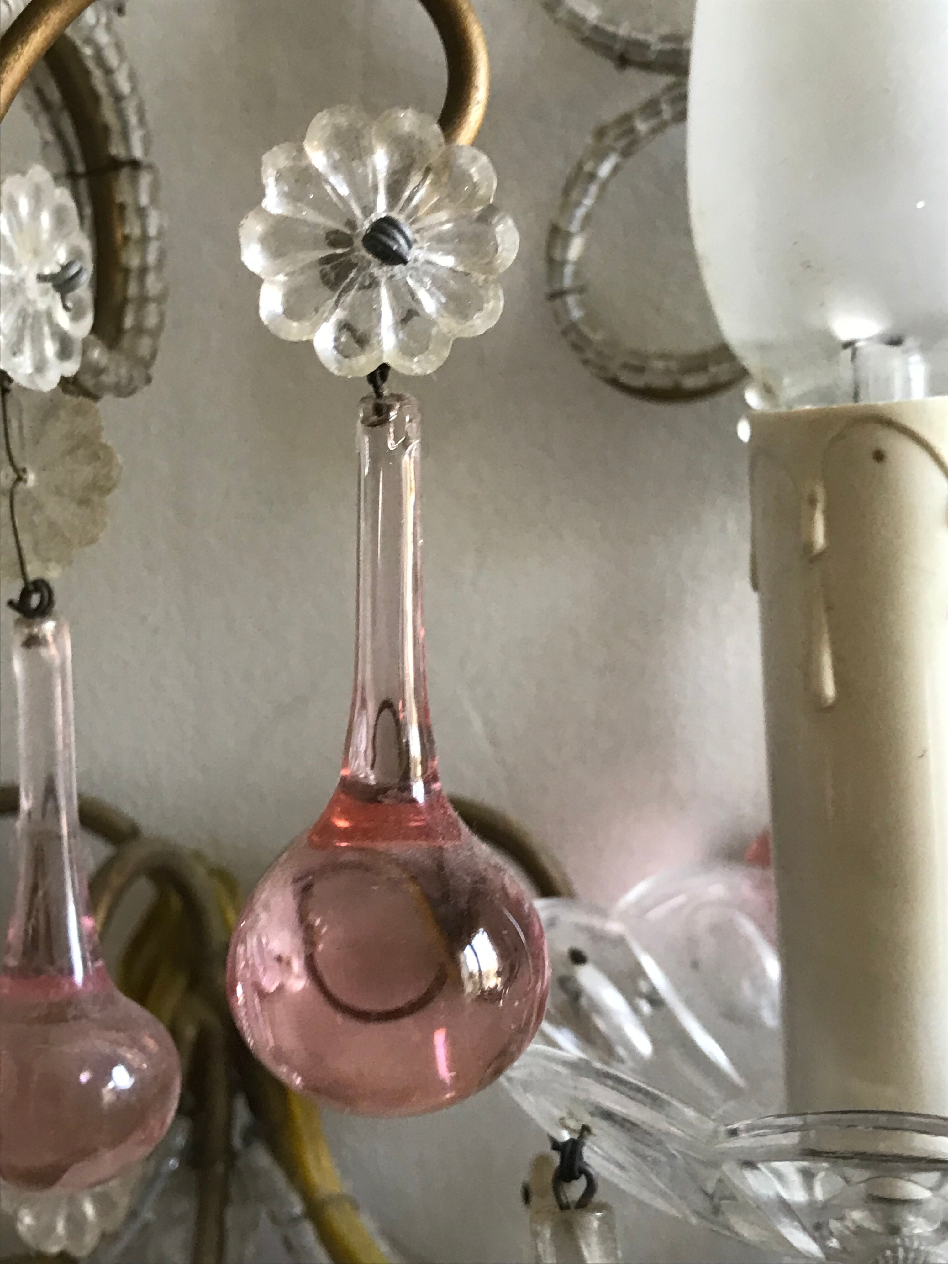 Pairs of Murano crystal wall lamps 1940